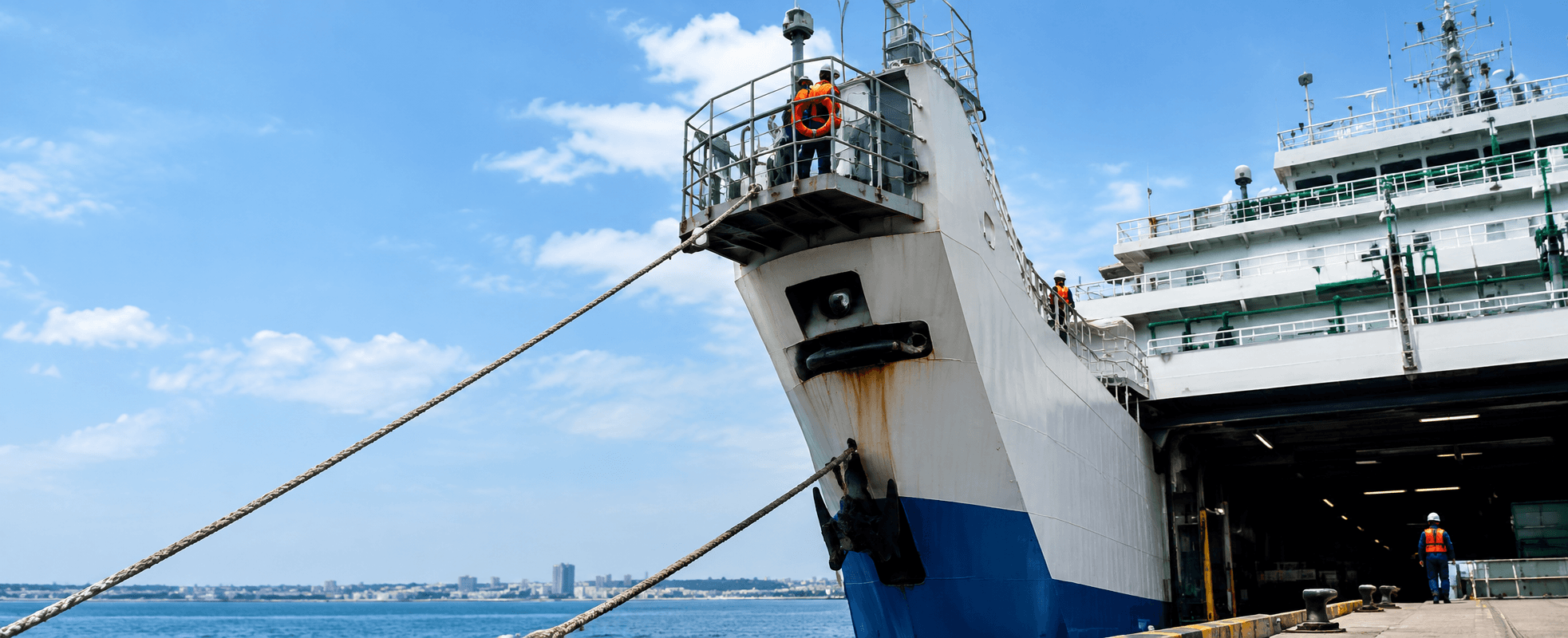 MV Mpungu commercial roll-on roll-off cargo vessel docked at port during Cybernet ship IT network and CCTV surveillance deployment